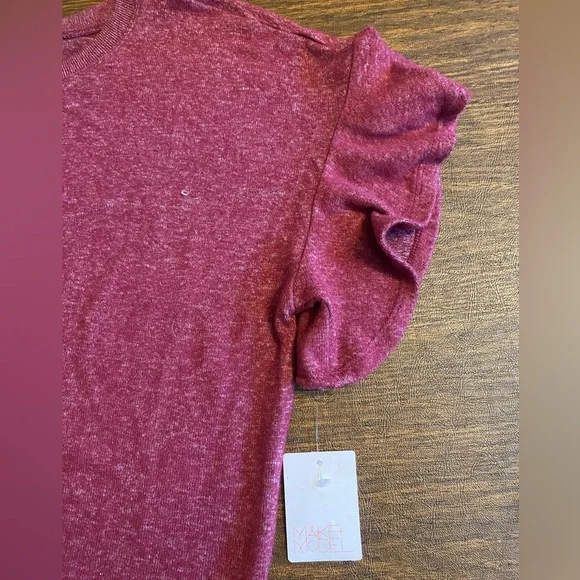 NWT: MAKE + MODEL Flutter sleeve knit top, Medium - Picture 3 of 6